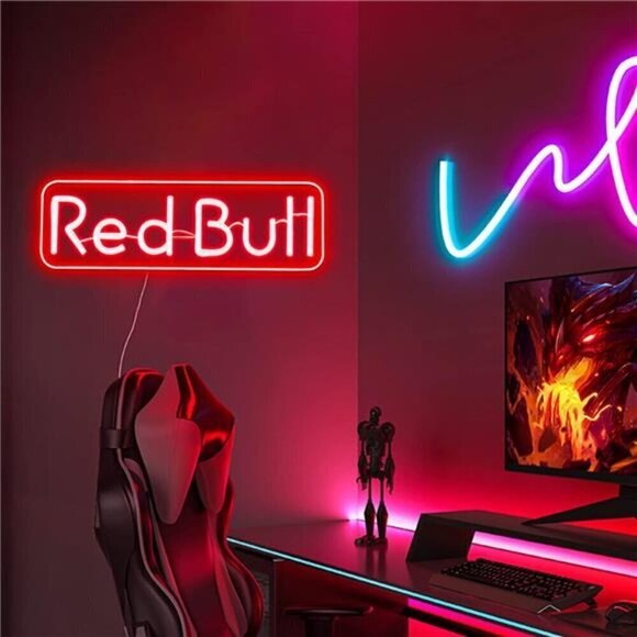Red Bull Energy Drink Neon Sign for Wall Decor Acrylic LED Neon Light Home Bar - Picture 6 of 7